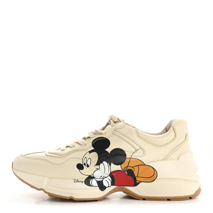 Gucci X DISNEY Calfskin Mickey Mouse Womens Rhyton Sneakers 40 Ivory 1 of 14