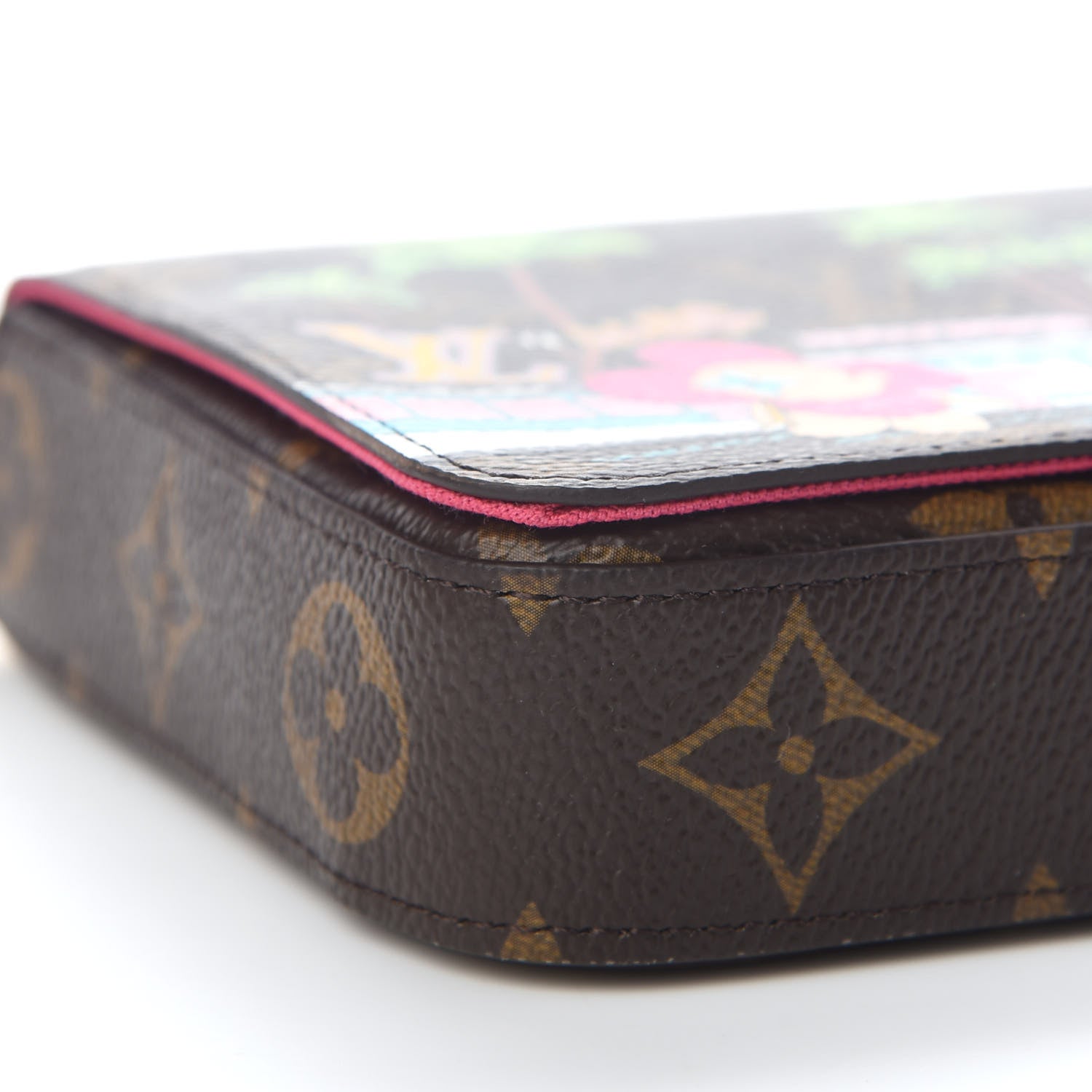 Louis Vuitton Monogram 2021 Christmas Animation Hollywood Pochette Felicie Chain Wallet Fuchsia 7 of 8