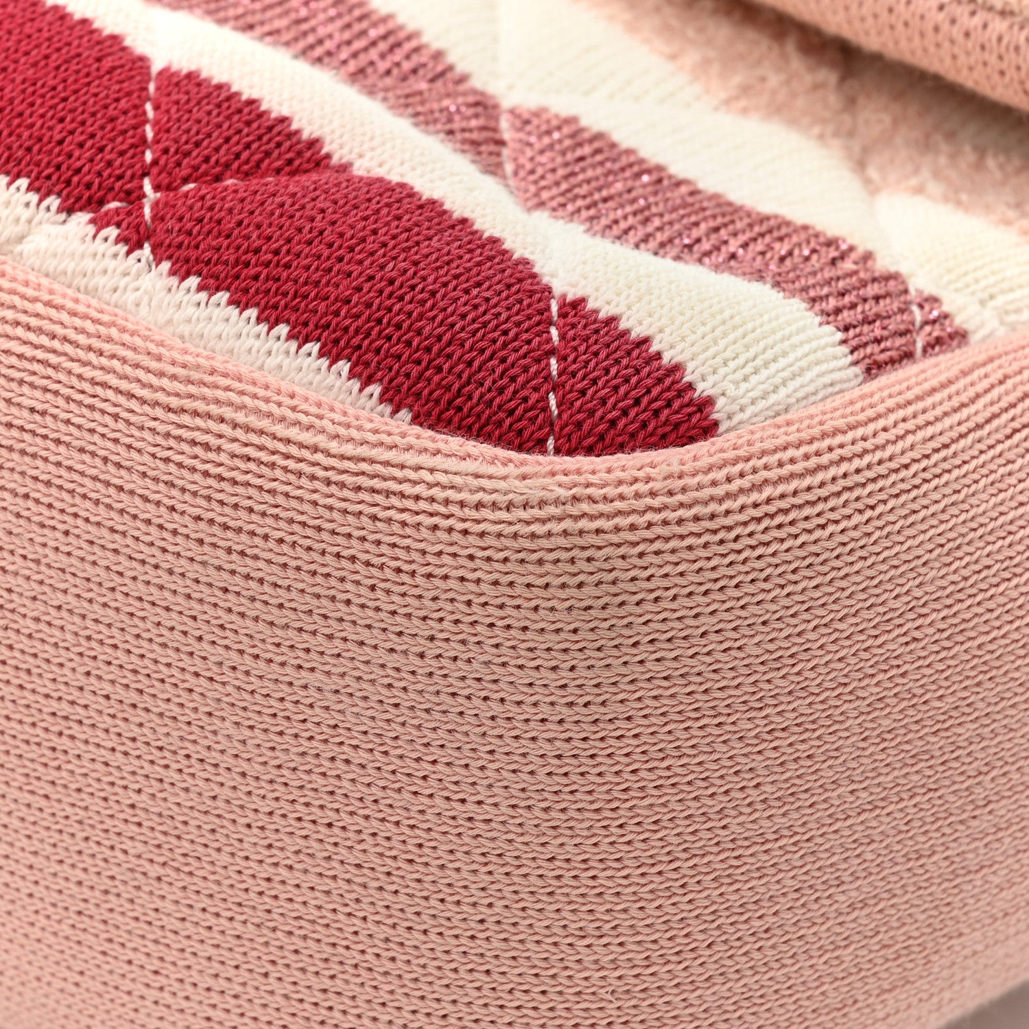 Chanel Jersey Felt Quilted Jumbo Flap Red White Pink 12 of 12