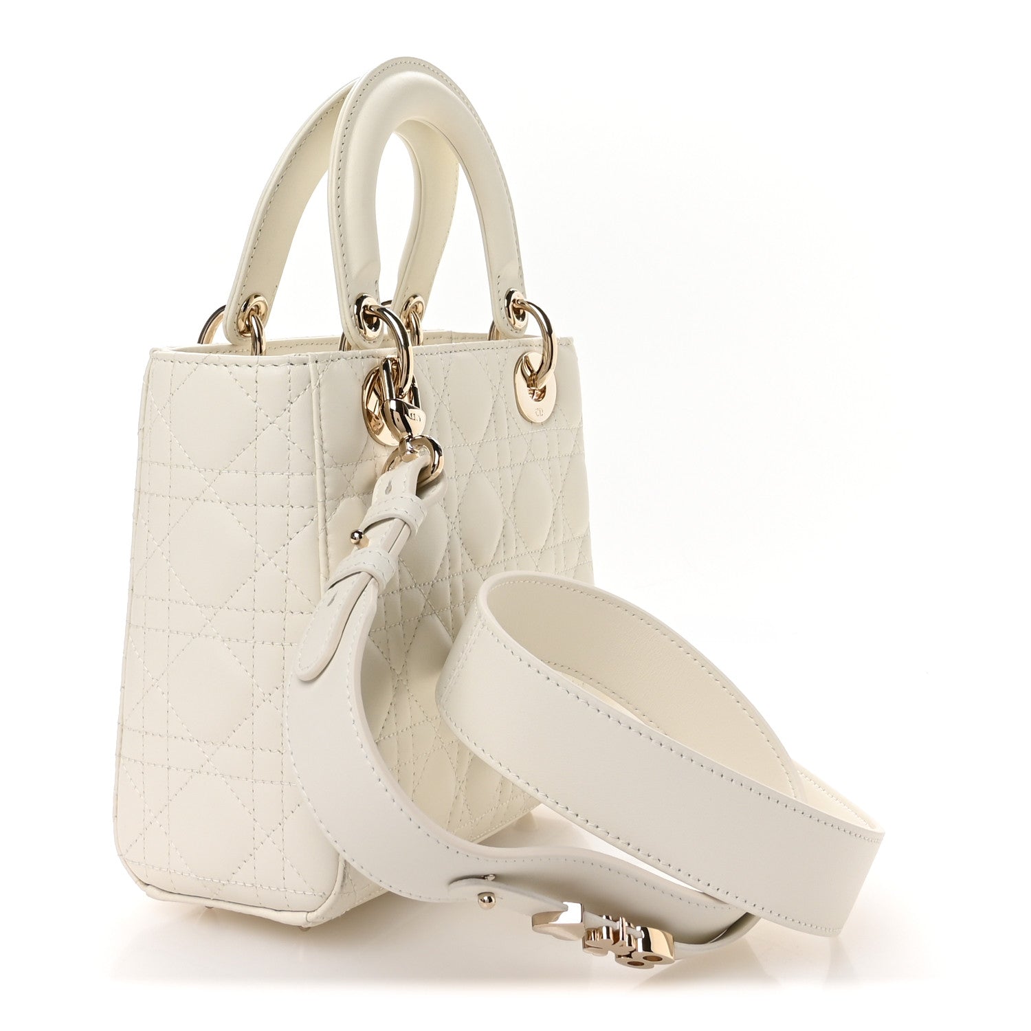 Christian Dior Lambskin Cannage Small My ABCDior Lady Dior White 3 of 11