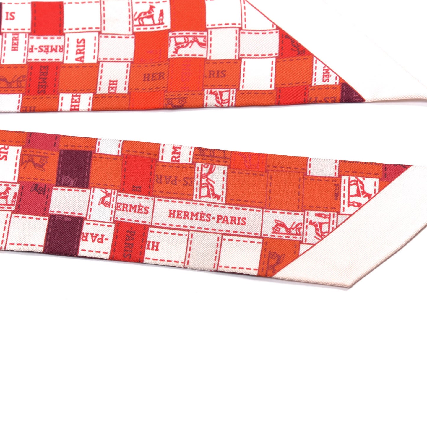 Silk Bolduc Au Carre Twilly Rouge Bordeaux Creme