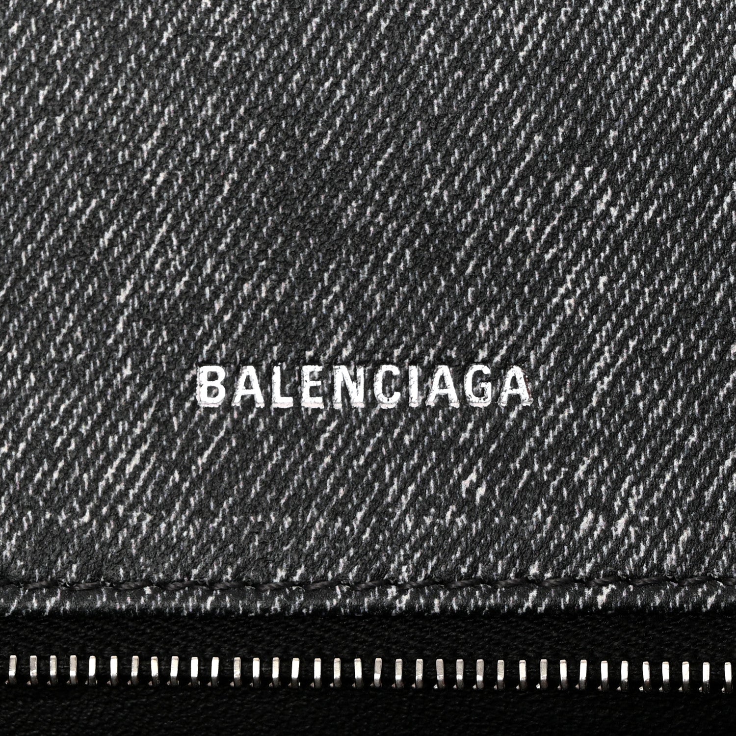 Balenciaga Nappa Denim Printed Small Hourglass Top Handle Bag Black 6 of 11