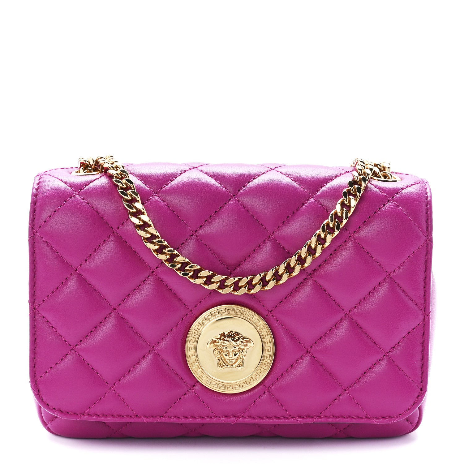 Versace Nappa Quilted Small Medusa Chain Crossbody Pink 1 of 12