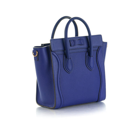 Celine Drummed Calfskin Nano Luggage Indigo 4 of 9