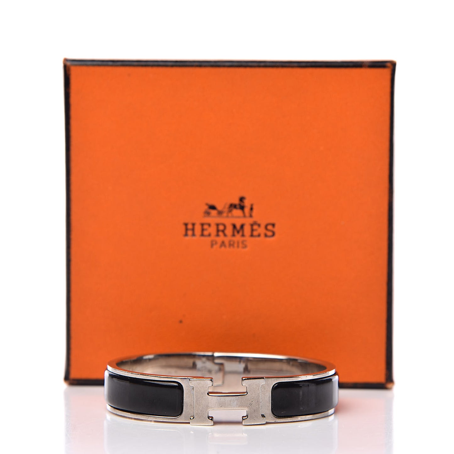 Enamel Narrow Clic Clac H Bracelet PM Black