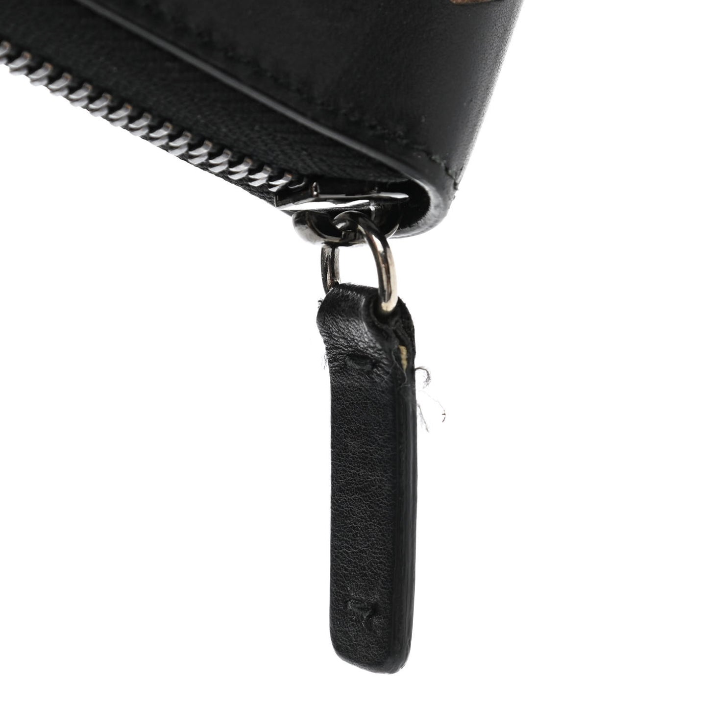 Calfskin Filipa Star Perforated Zip Around Wallet Black Brown
