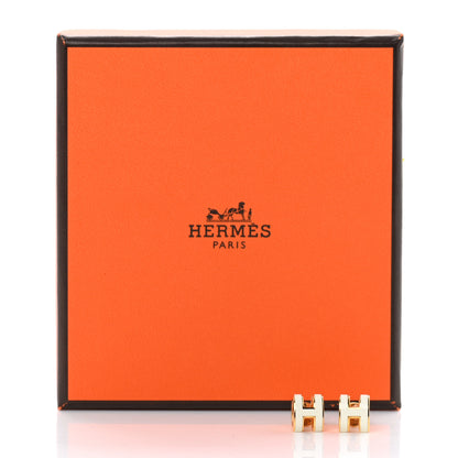 Hermes Gold Lacquered Mini Pop H Earrings White 7 of 7