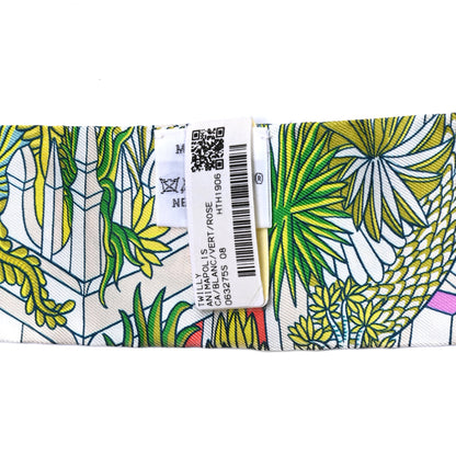 Hermes Silk Animapolis Twilly White Vert Rose 4 of 4
