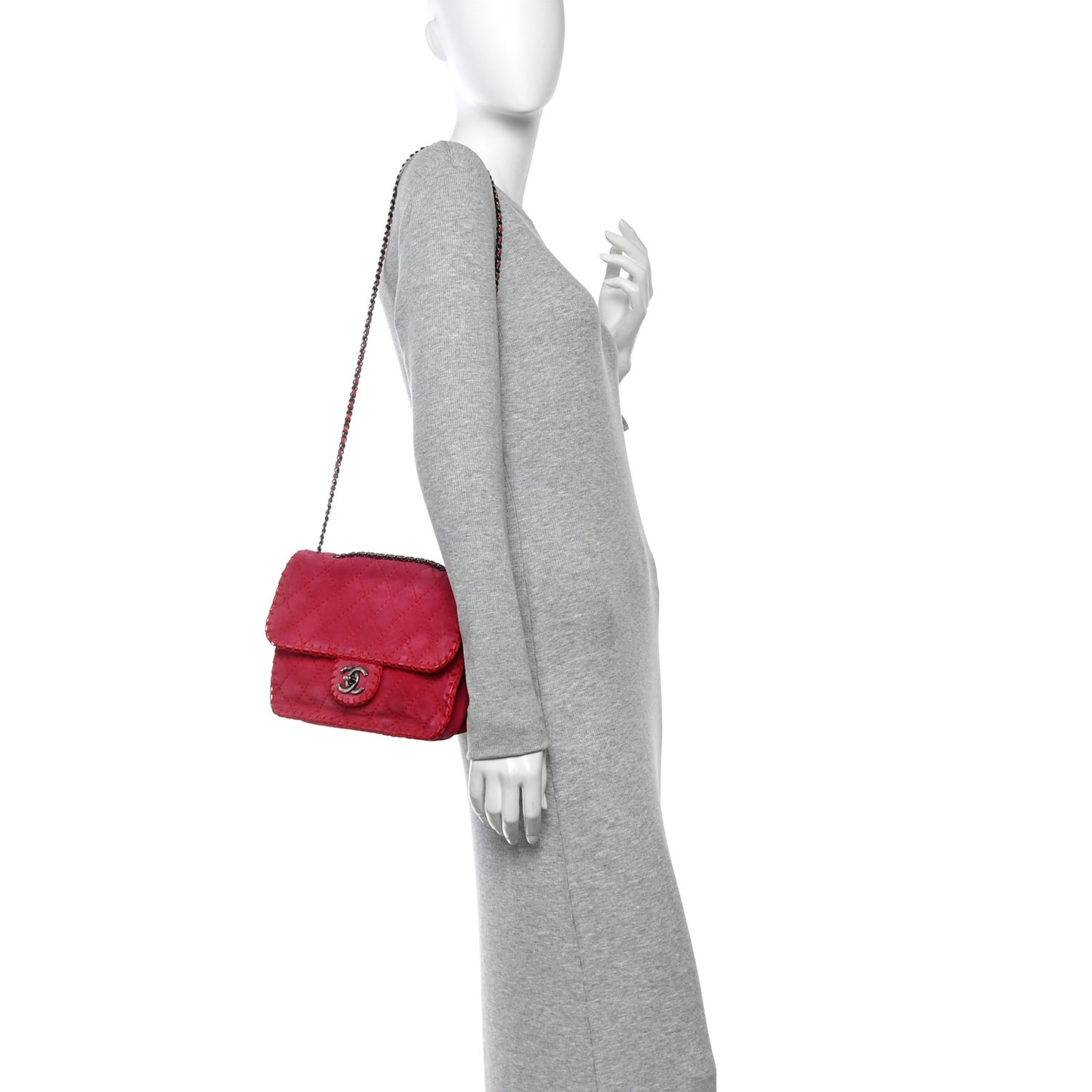 Suede Quilted Whipstitch Flap Red