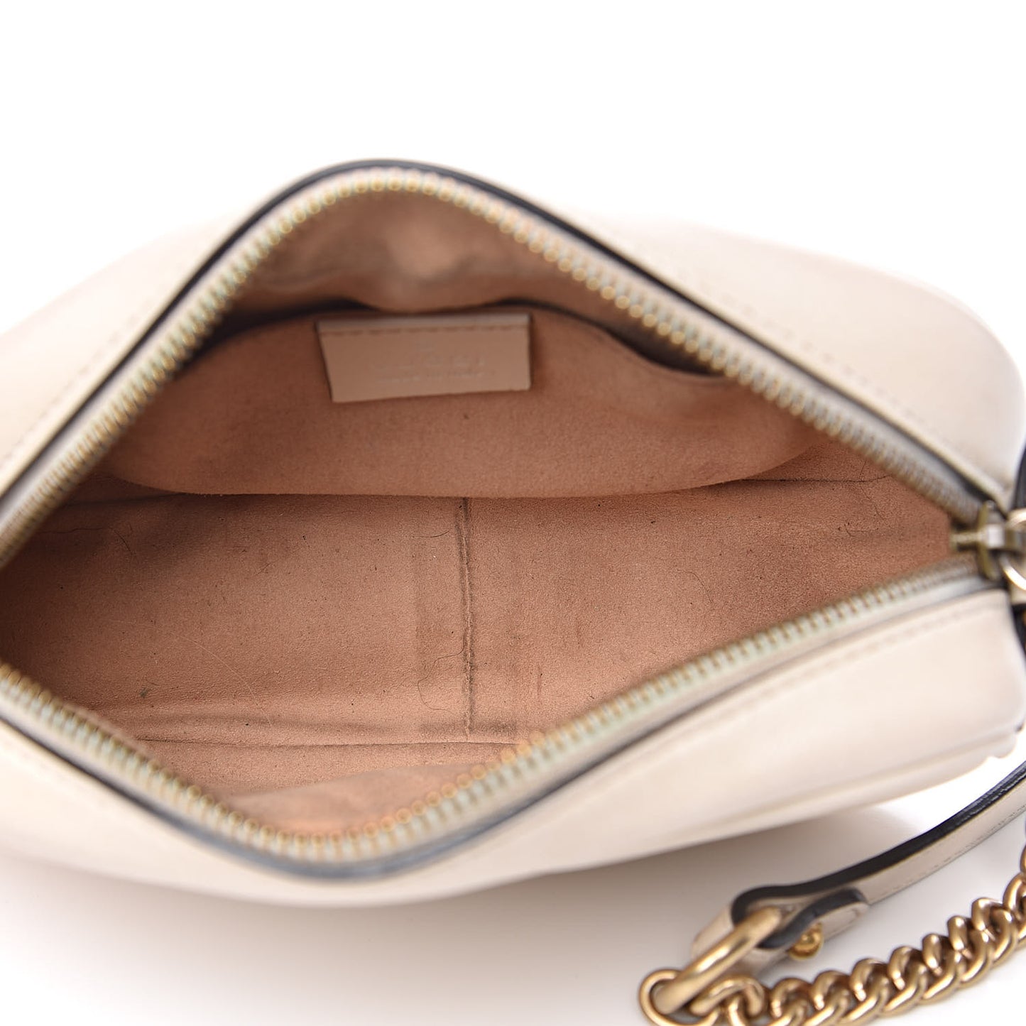 Calfskin Matelasse Mini GG Marmont Chain Shoulder Bag White
