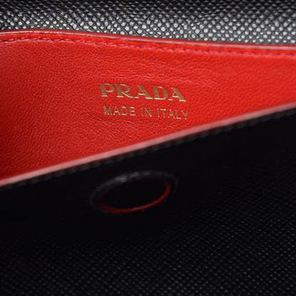 Prada Saffiano Cuir Large Double Bag Black Fuoco 6 of 14