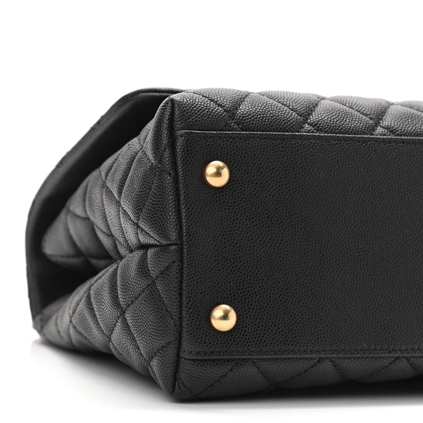 Caviar Lizard Embossed Quilted Small Coco Handle Flap Black
