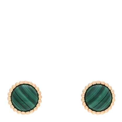 Van Cleef & Arpels 18K Yellow Gold Malachite Perlee Couleurs Earrings 1 of 5