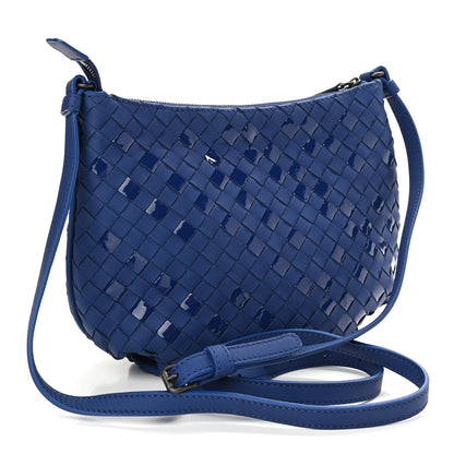 Bottega Veneta Nappa Patent Intrecciato Shoulder Bag Blue 3 of 11