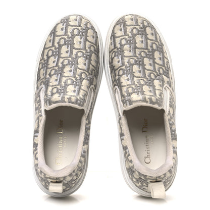 Christian Dior Canvas Oblique Embroidered Womens Solar Slip On Sneakers 37 Grey Stone 2 of 11