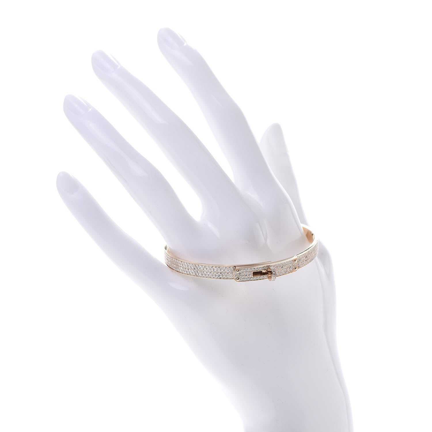 Hermes 18K Rose Gold Diamond PM Kelly Full Pave Bracelet ST 2 of 4