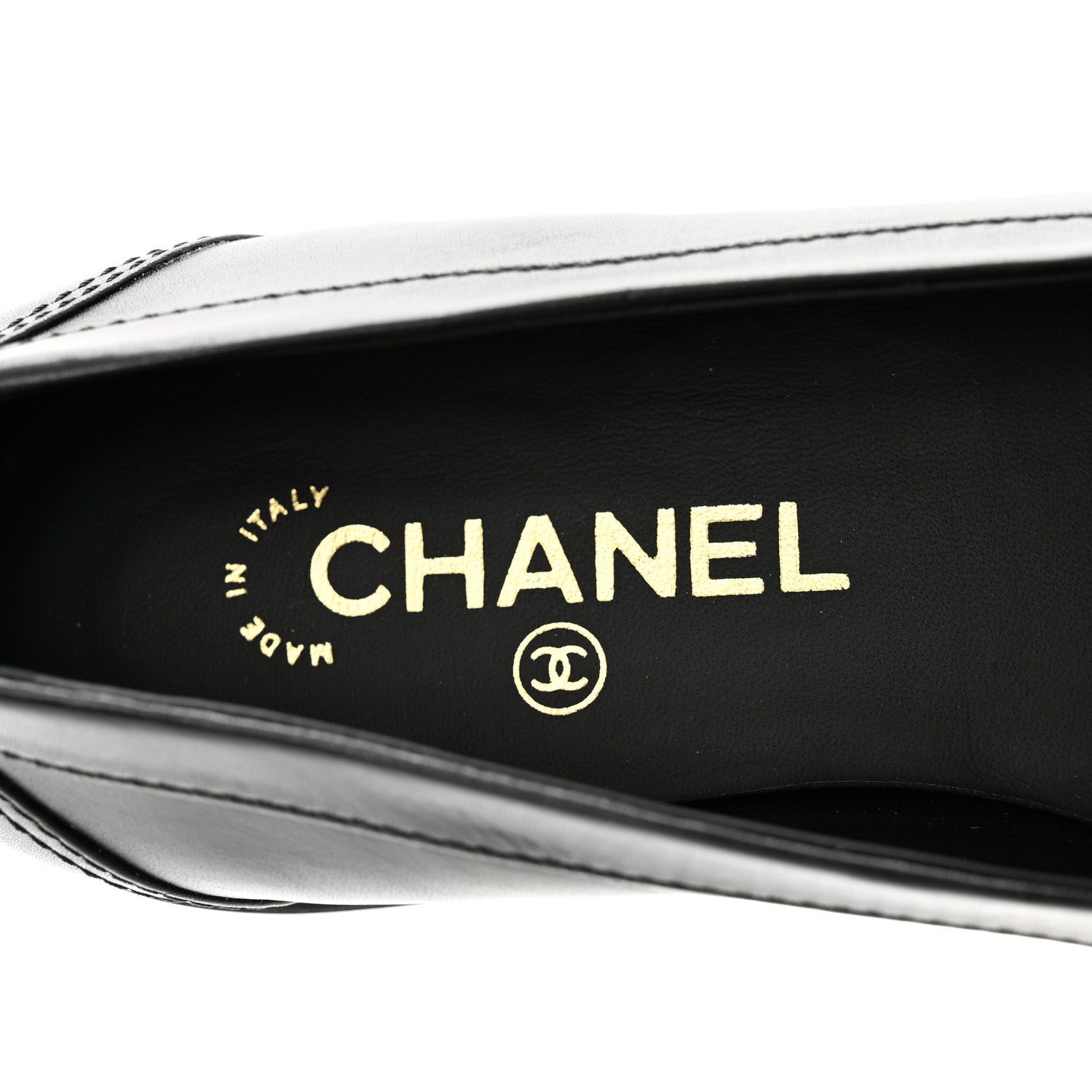 Chanel Shiny Calfskin Metal CC Mocassin Loafers 40.5 Black 7 of 9