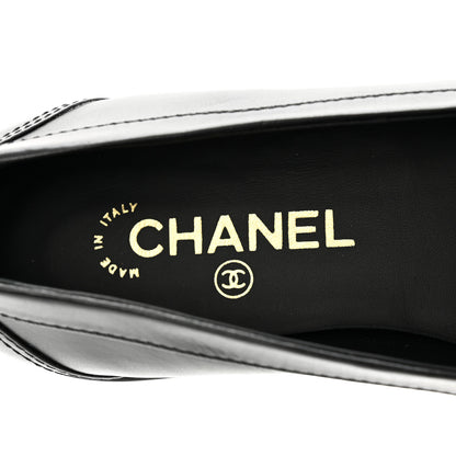 Chanel Shiny Calfskin Metal CC Mocassin Loafers 40.5 Black 7 of 9