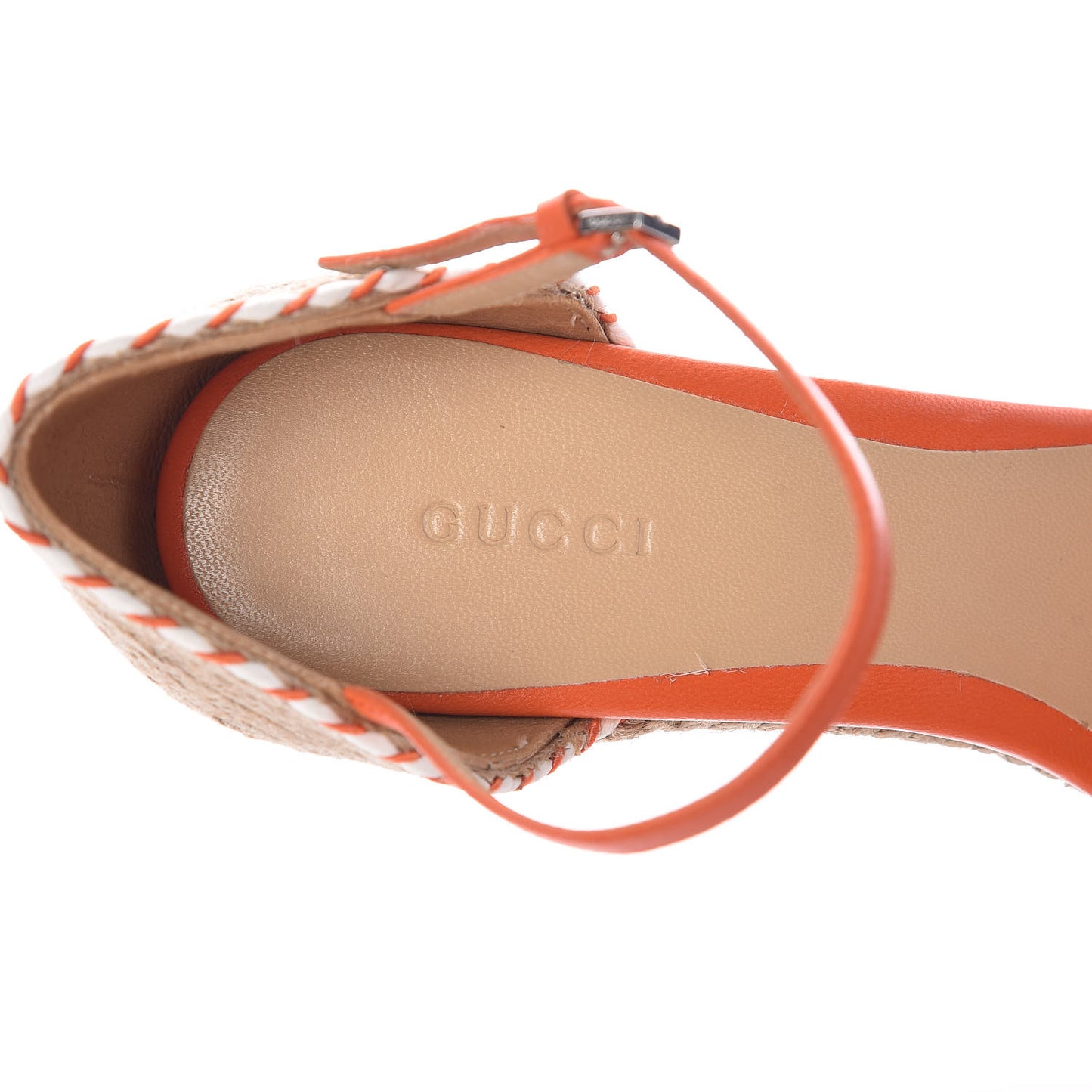 Raffia Woven Tiffany Espadrille Platform Wedge Sandals 39 Natural White Vibrant Orange