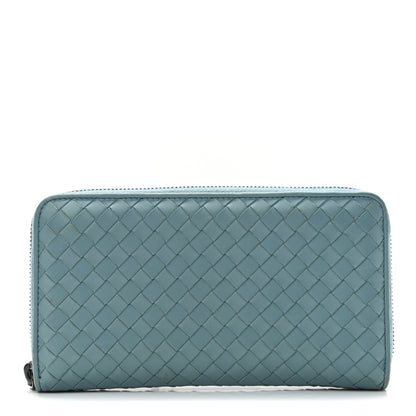 Bottega Veneta Nappa Intrecciato Zip Around Wallet Aqua 1 of 10