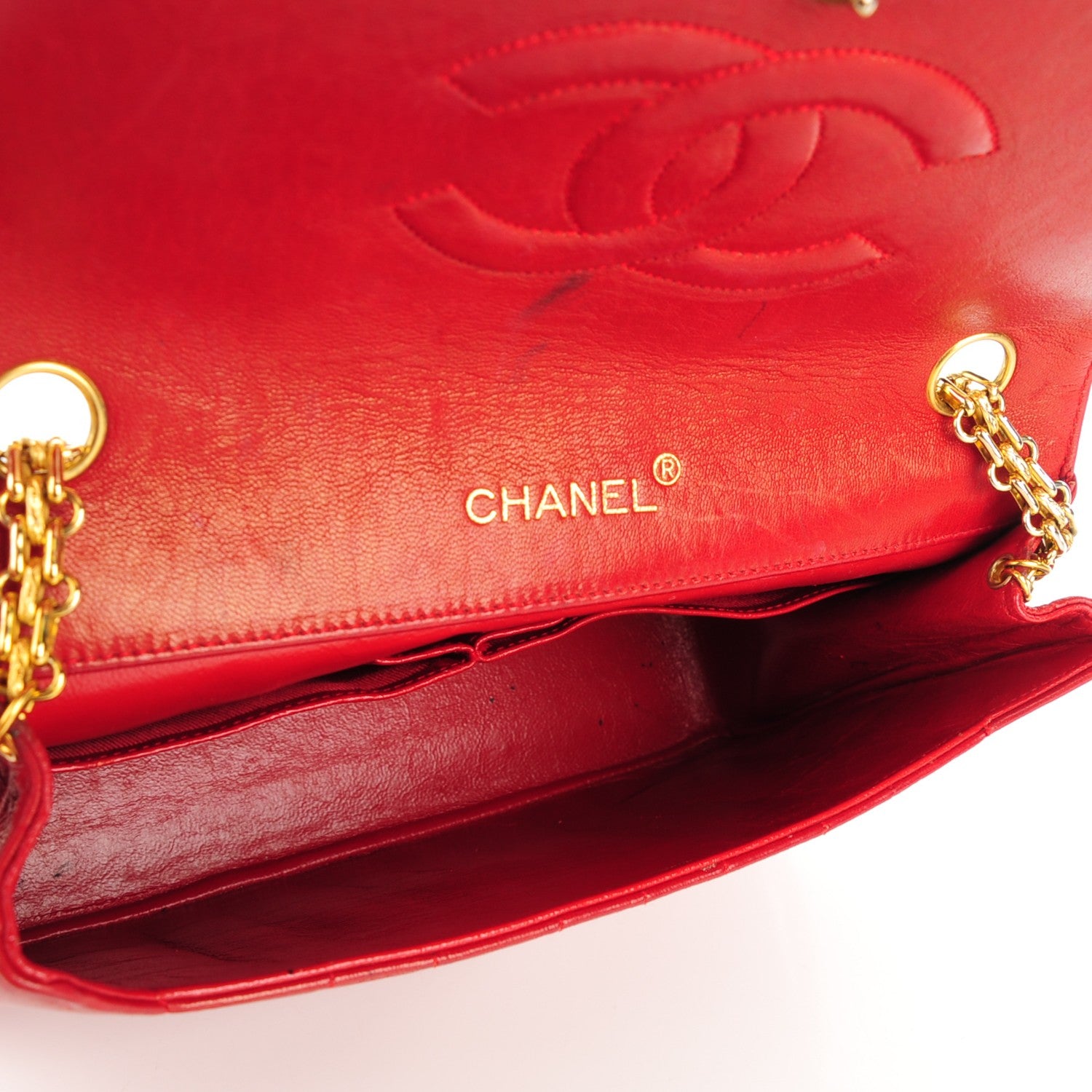 Chanel Lambskin Vertical Quilted Small Medallion Single Flap Red 8 of 12