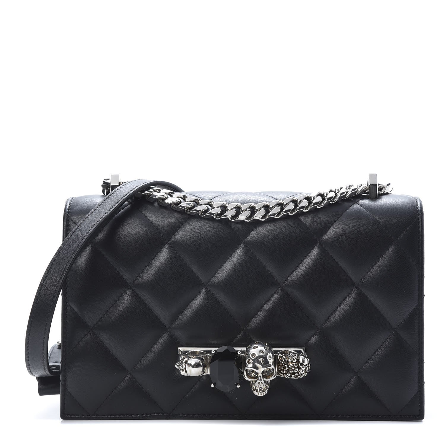 Alexander McQueen Lambskin Quilted Knuckle Shoulder Bag Black 1 of 13