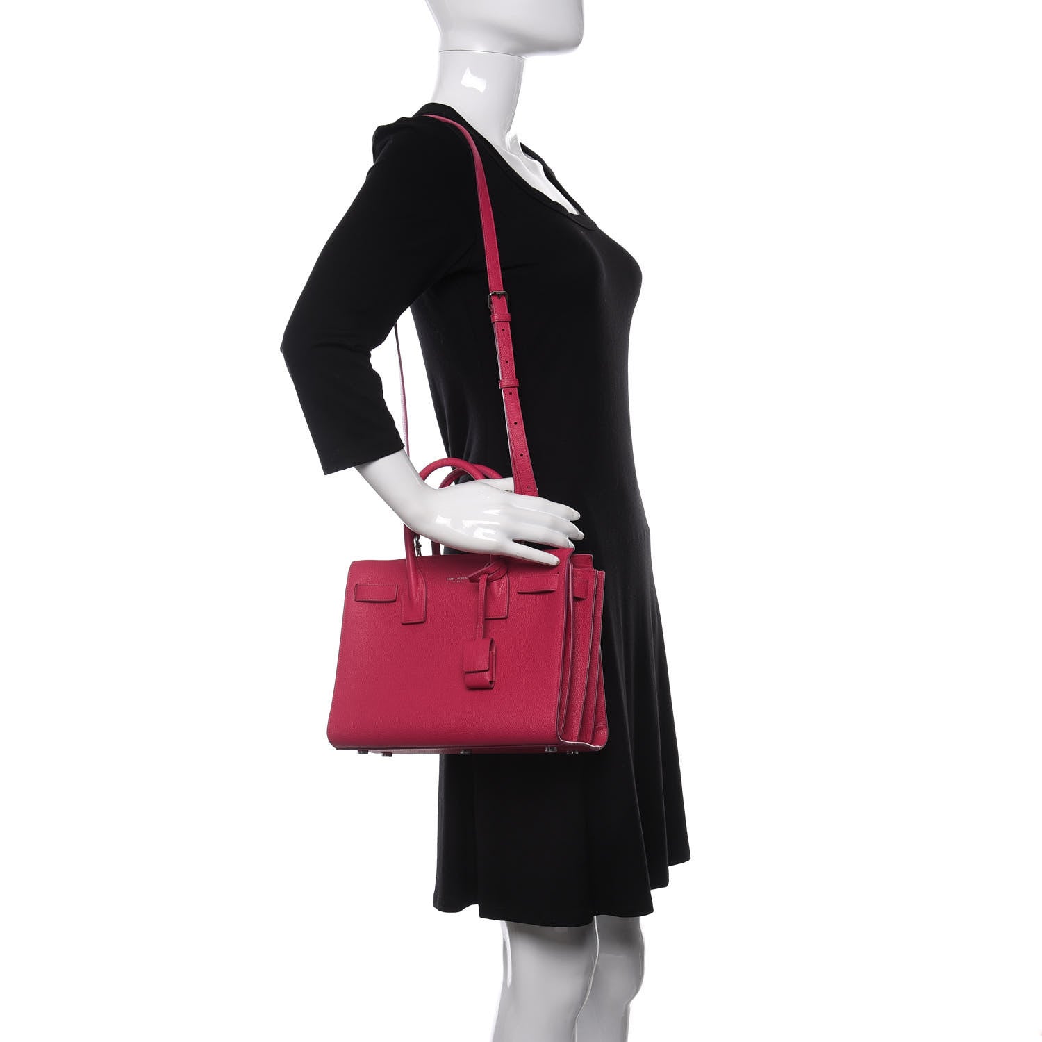 Saint Laurent Grained Calfskin Baby Sac De Jour Fuchsia 2 of 8