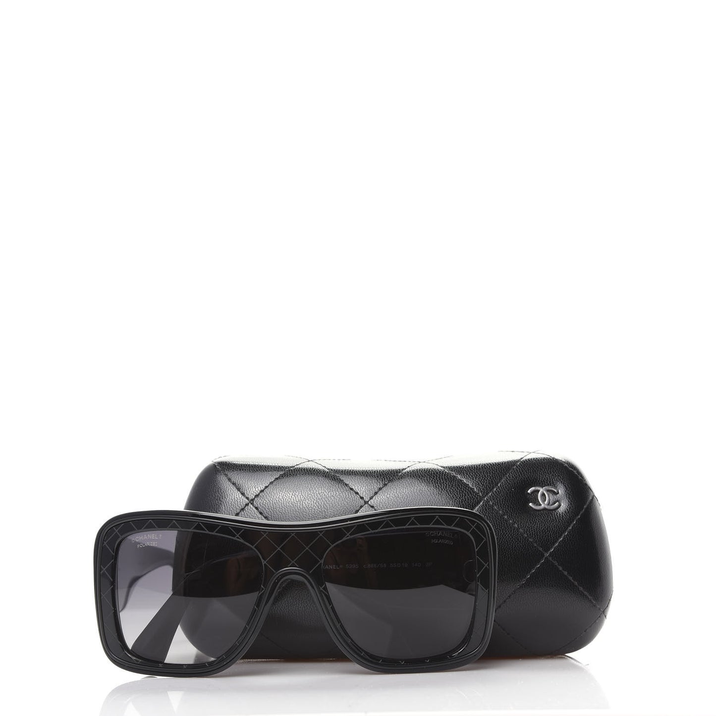 Acetate Shield Quilted Sunglasses 5395 Black