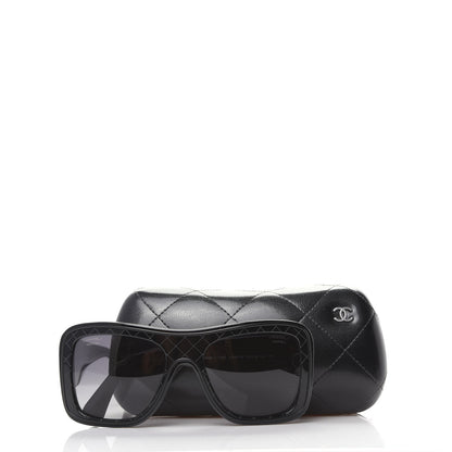 Chanel Acetate Shield Quilted Sunglasses 5395 Black 8 of 8