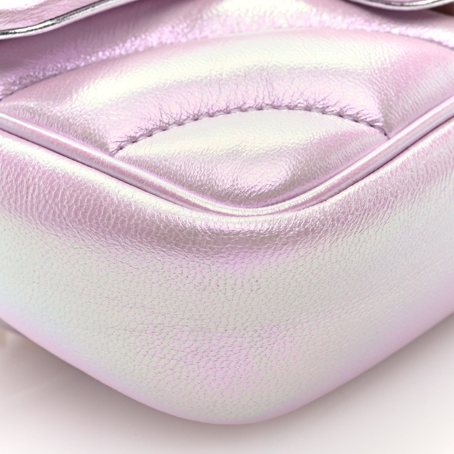 Gucci Iridescent Nappa Chevron Matelasse Super Mini GG Marmont Shoulder Bag Iridescent Escape Pink 8 of 9