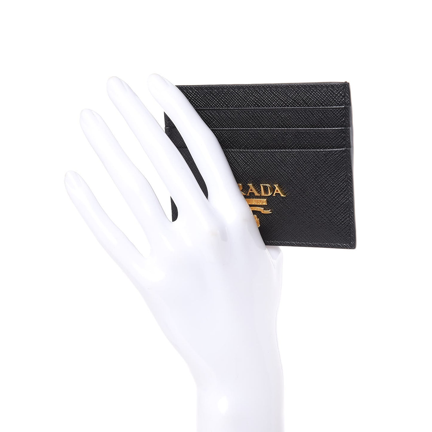 Saffiano Metal Card Holder Black