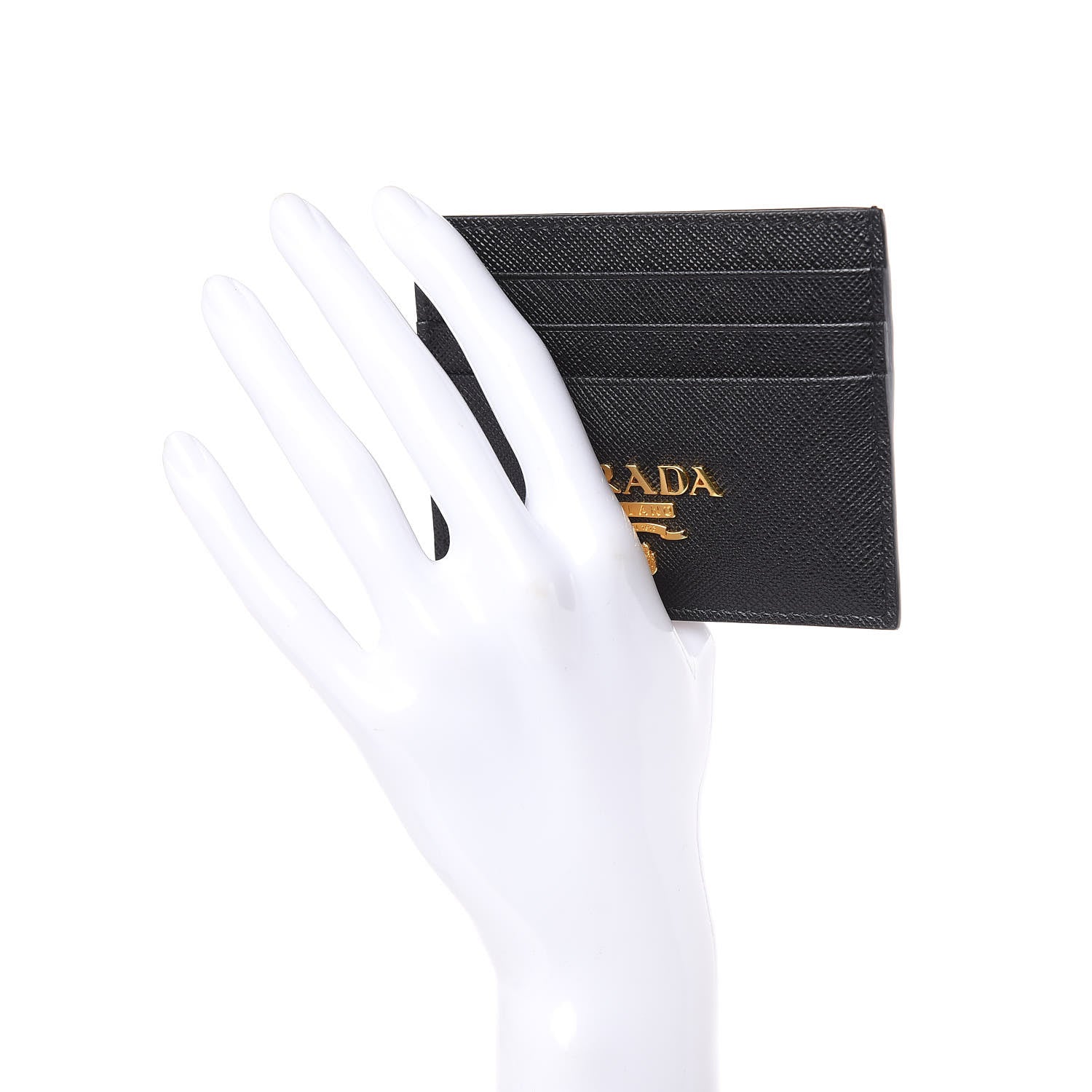 Prada Saffiano Metal Card Holder Black 2 of 7