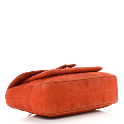 Chanel Suede Square Double Stitch Flap Orange 4 of 17