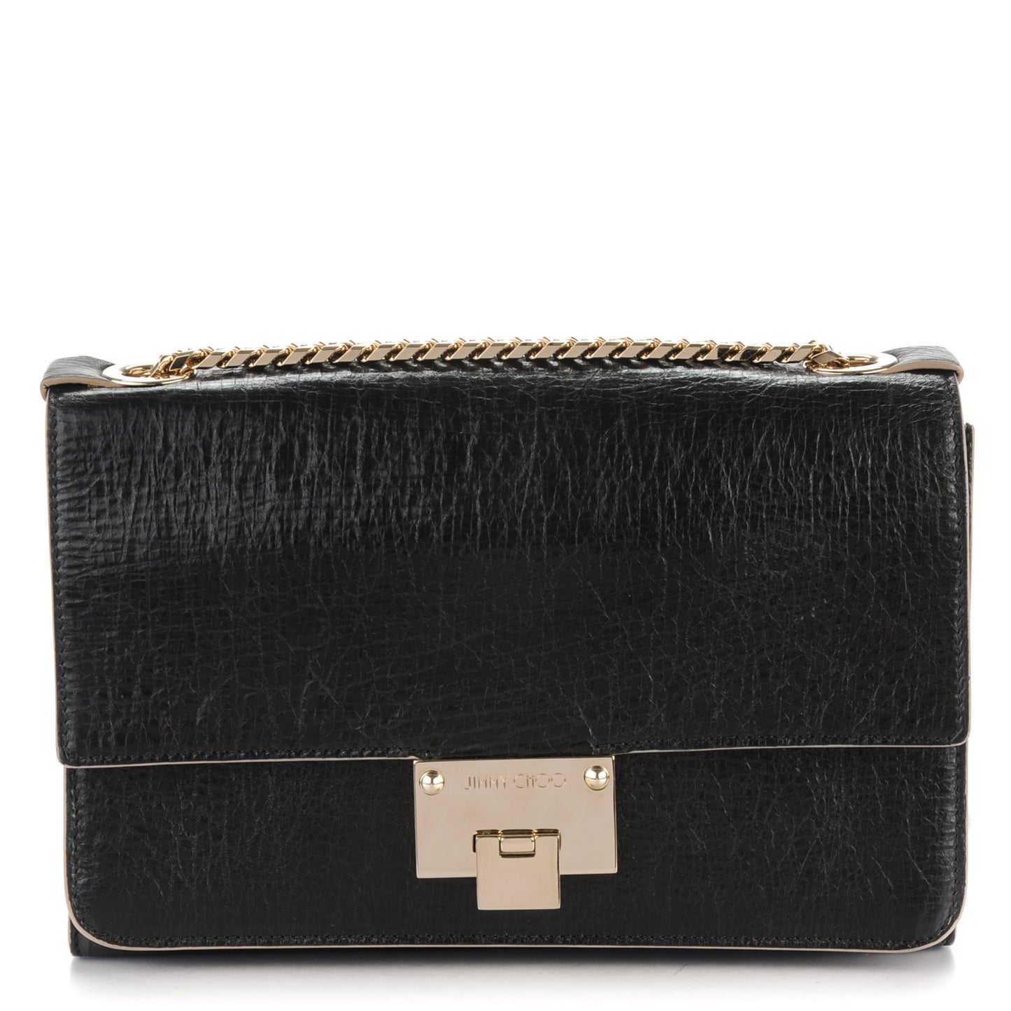 Washed Crinkled Calfskin Rebel Shoulder Bag Black