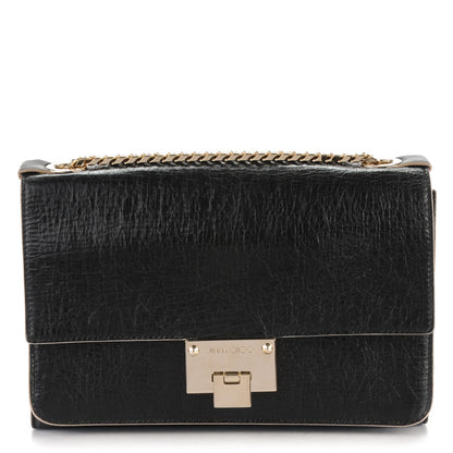 Jimmy Choo Washed Crinkled Calfskin Rebel Shoulder Bag Black 1 of 7