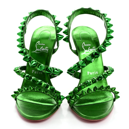 Christian Louboutin Metallic Calfskin Spikita 100 Sandals 38.5 Spinach 2 of 8