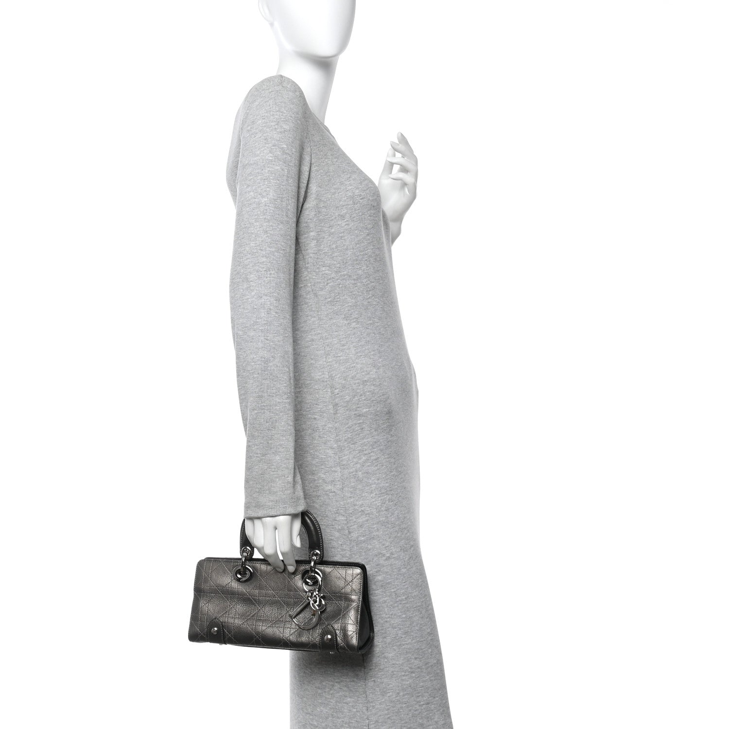 Christian Dior Metallic Calfskin Cannage Stitched Small East West Lady Dior Bronze 2 of 10