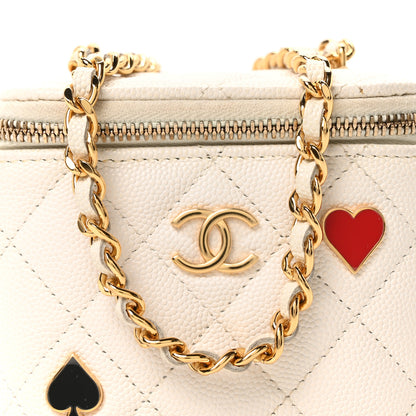 Chanel Caviar Quilted Enamel Coco Casino Mini Vanity Case With Chain White 8 of 10