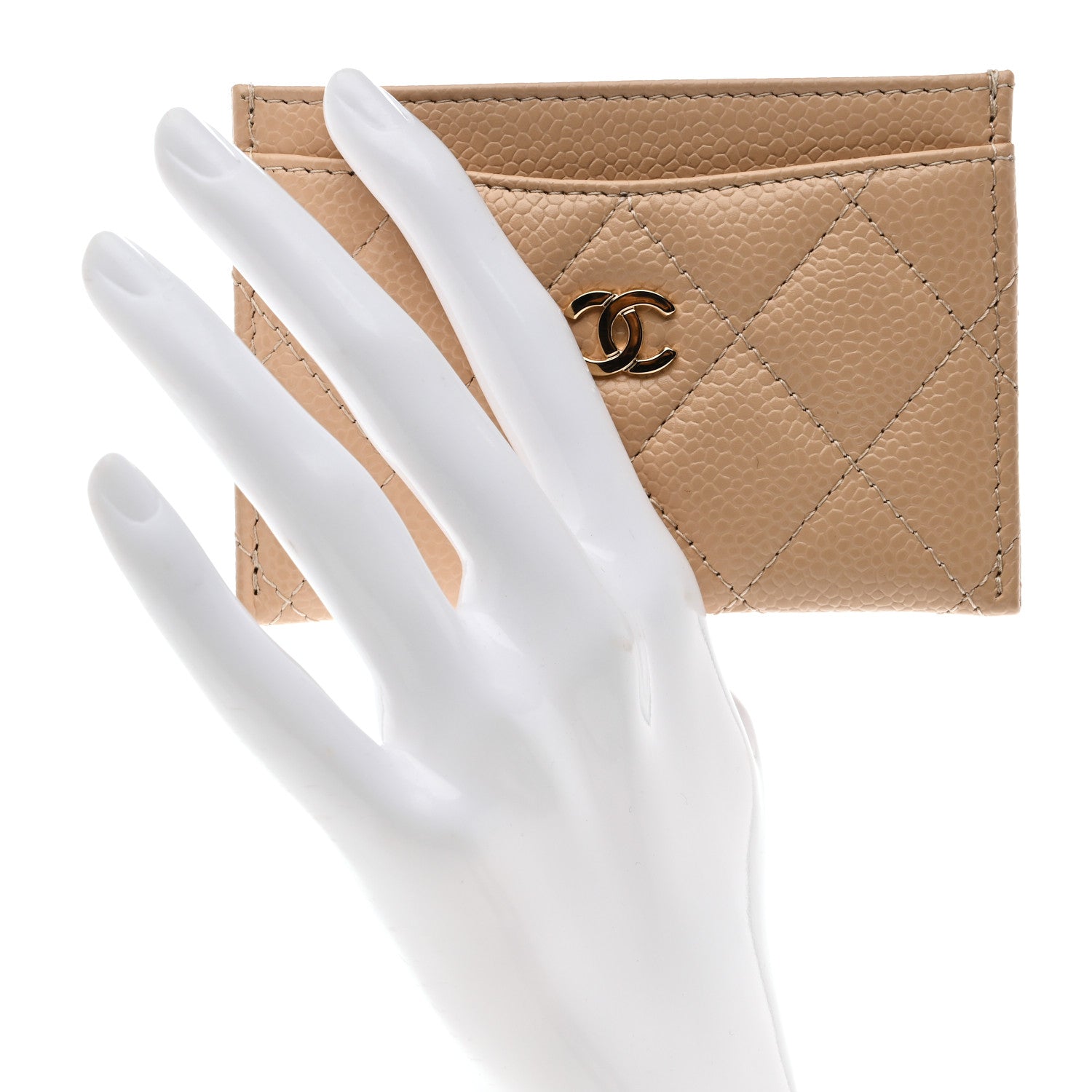Chanel Caviar Quilted Card Holder Beige 2 of 9