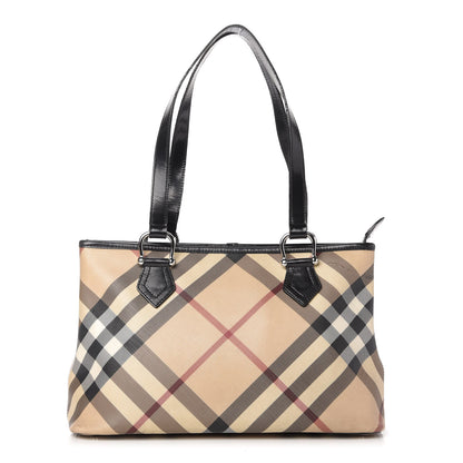 Burberry Patent Trim Nova Check Shopper Tote Black 1 of 17