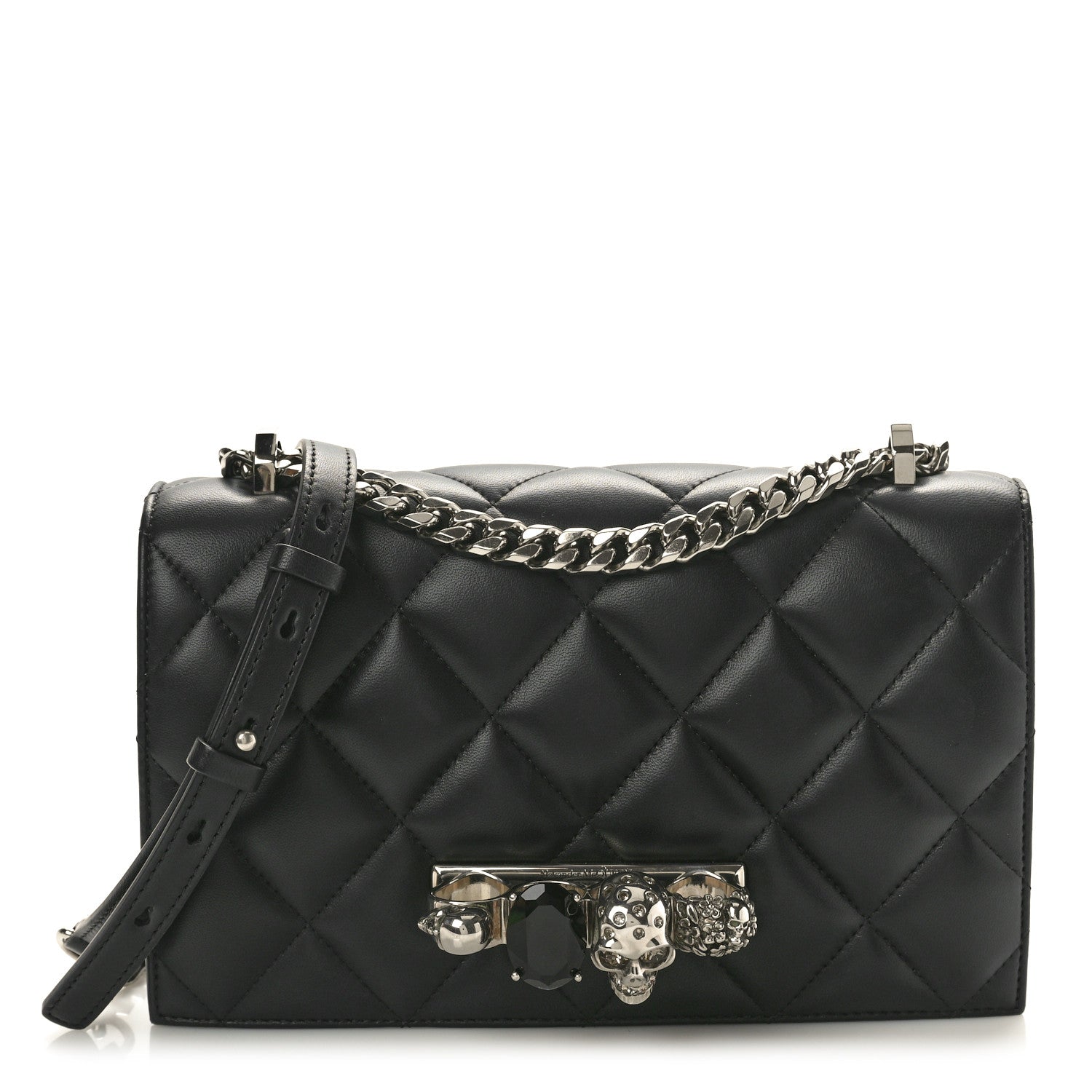 Alexander McQueen Lambskin Quilted Knuckle Shoulder Bag Black 1 of 9