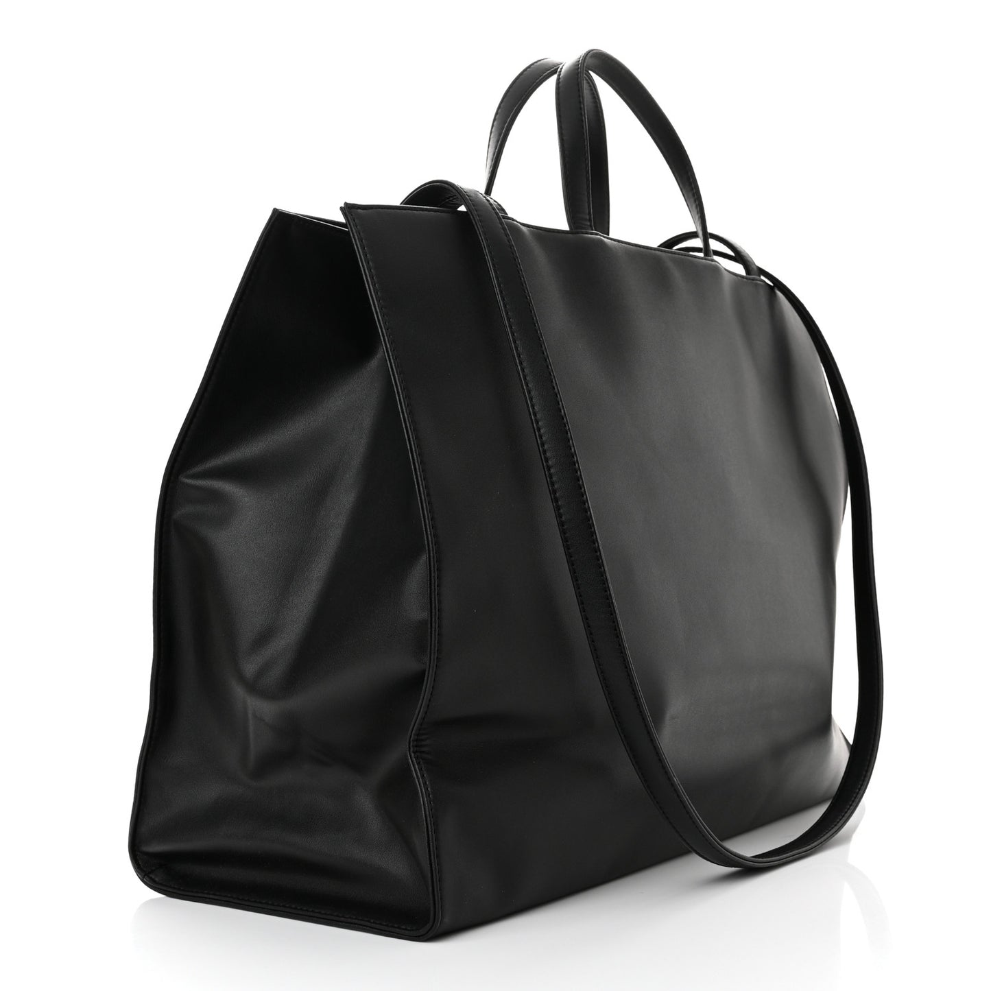 Vegan Leather Large Shopping Bag Black