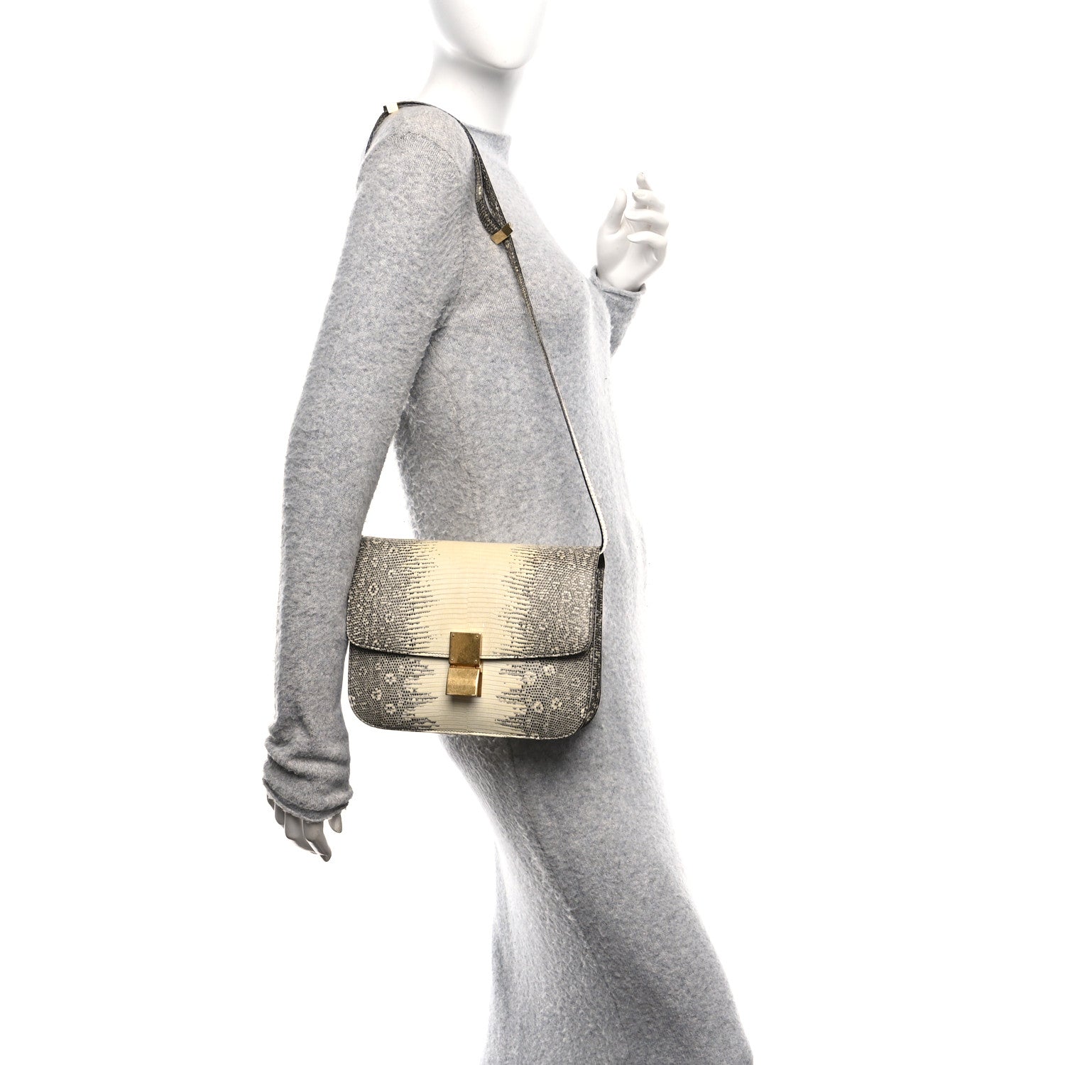 Celine Lizard Medium Classic Box Flap Bag Natural 2 of 10