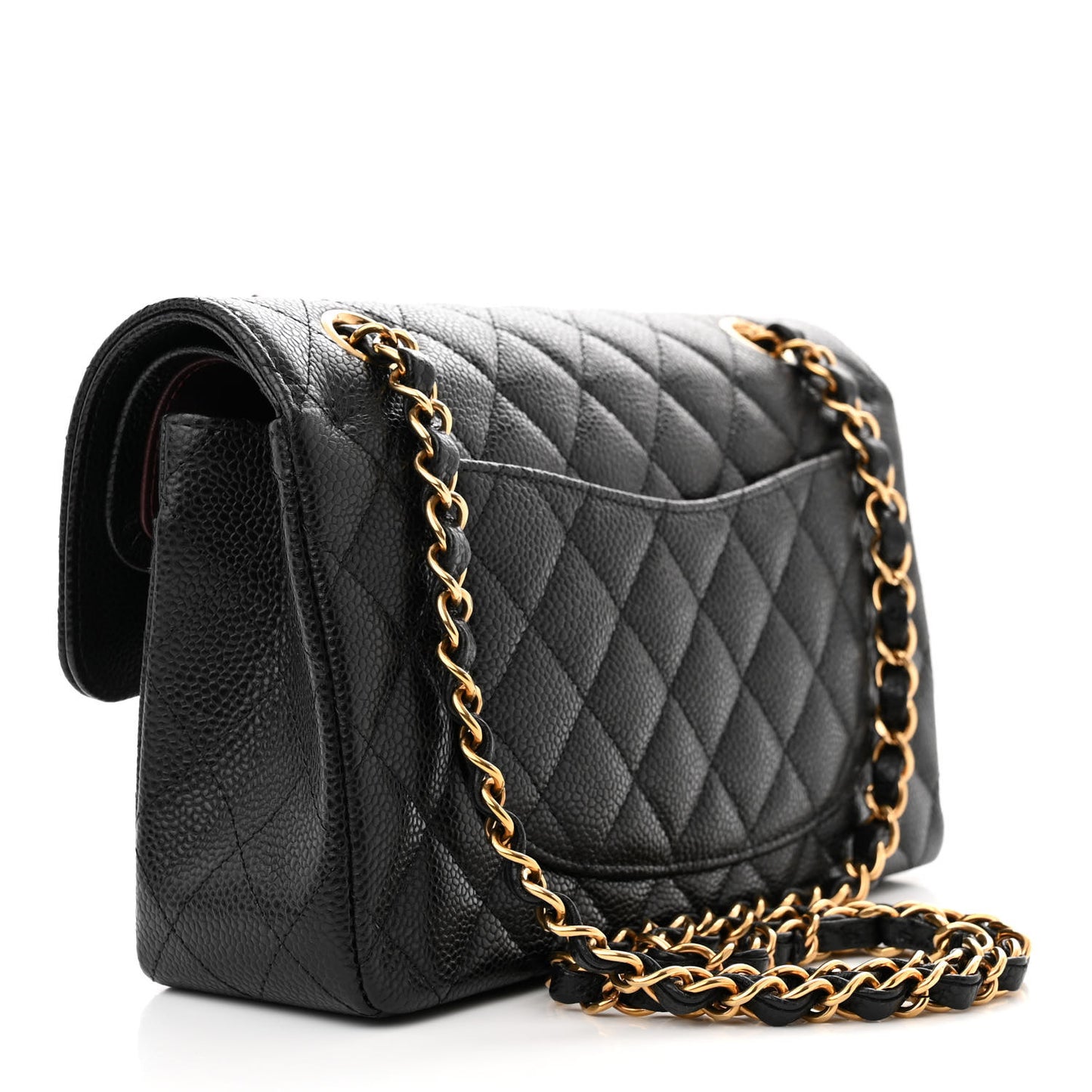 Caviar Quilted Small Double Flap Black