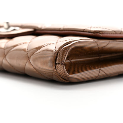 Chanel Striated Patent Quilted Clutch With Chain Flap Brown 10 of 16