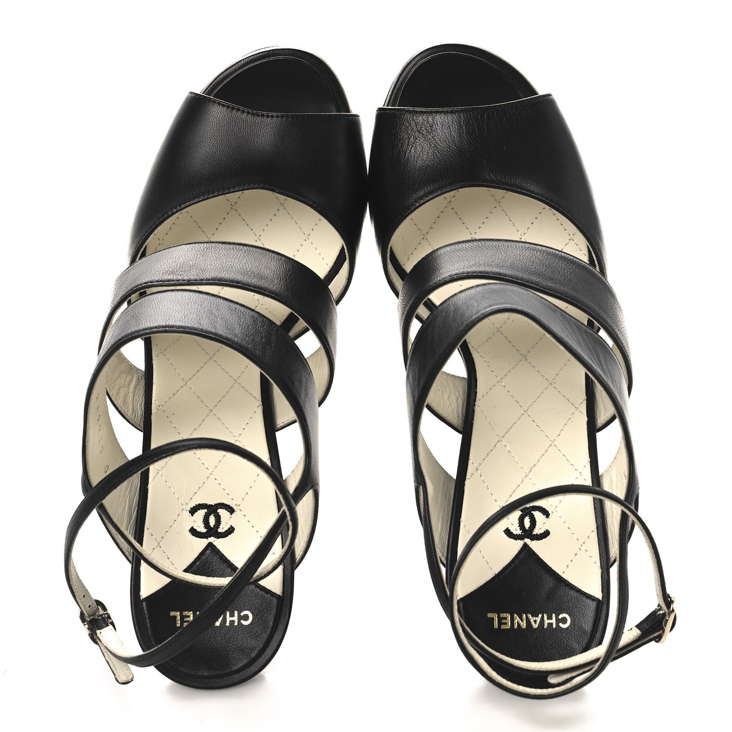 Lambskin CC Strappy Sandal 38 Black