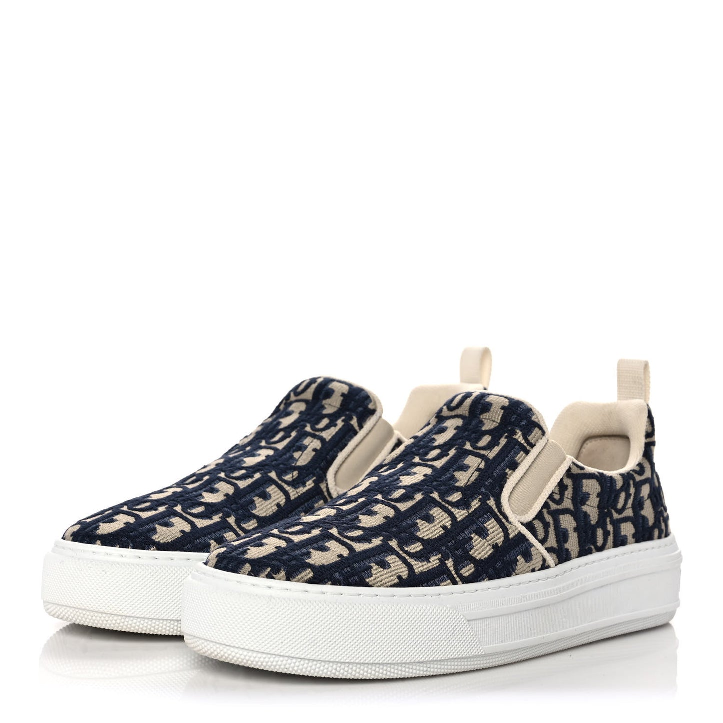 Canvas Oblique Embroidered Womens Solar Slip On Sneakers 38.5 Deep Blue