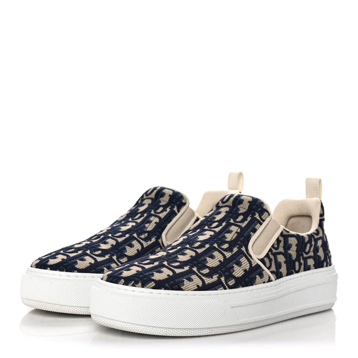 Christian Dior Canvas Oblique Embroidered Womens Solar Slip On Sneakers 38.5 Deep Blue 3 of 9