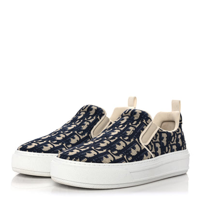 Christian Dior Canvas Oblique Embroidered Womens Solar Slip On Sneakers 38.5 Deep Blue 3 of 9
