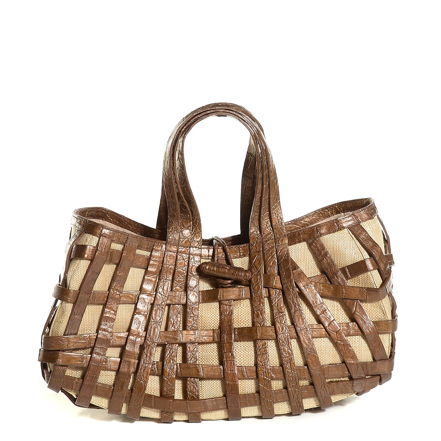 Nancy Gonzalez Crocodile Woven Tote Chocolate 1 of 6